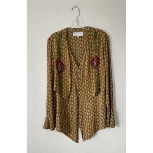 Vintage Dorothy Schoelen Platinum L Art To Wear Blouse Heart Buttons 90s Floral